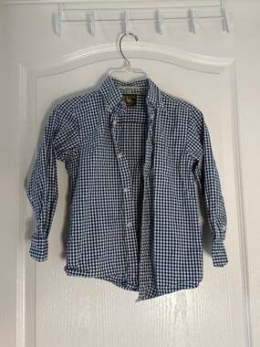 Buzz Cuts Boys Blue and White Gingham Long Sleeve Button-Down Shirt
